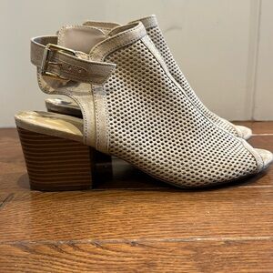 Tab suede block heel